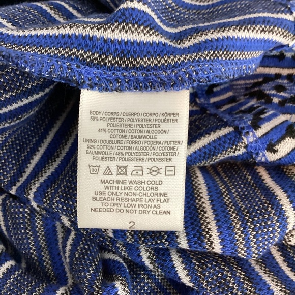 Maeve Anthropologie Blue Geometric Fit & Flare Dress Size 2 - Picture 7 of 7